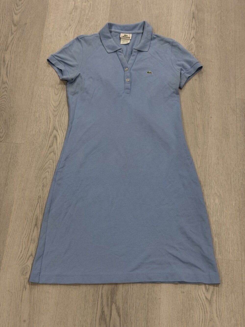 Lacoste Light Blue Polo Dress Short Sleeve Croc Logo Women’s Size 38